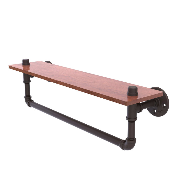 22" Ironwood Shelf with Towel Bar, Oil Rubbed Bronze Finish